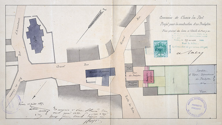 Plan de situation du futur presbytère. © Région Bourgogne-Franche-Comté, Inventaire du patrimoine