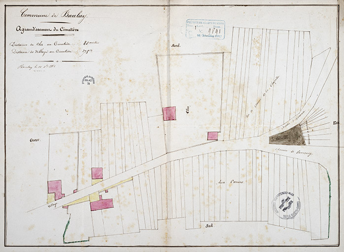 Plan de situation du cimetière et projet d'agrandissement, 1862 © Région Bourgogne-Franche-Comté, Inventaire du patrimoine