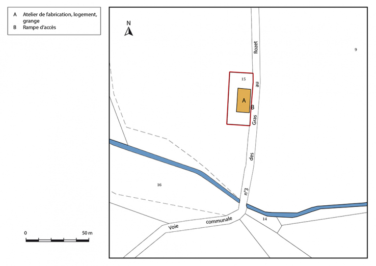 Plan-masse et de situation. Extrait du plan cadastral, 2017, section ZC, 1/1 000. © Région Bourgogne-Franche-Comté, Inventaire du patrimoine