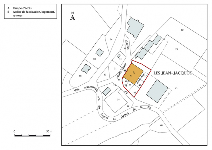 Plan-masse et de situation. Extrait du plan cadastral, 2017, section ZB, 1/1 000. © Région Bourgogne-Franche-Comté, Inventaire du patrimoine Plan-masse et de situation. Extrait du plan cadastral, 2017, section ZB, 1/1 000. © Région Bourgogne-Franche-Comté, Inventaire du patrimoine