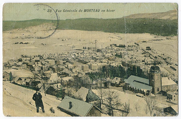 38. Vue générale de Morteau en hiver, 1er quart 20e siècle. © Région Bourgogne-Franche-Comté, Inventaire du patrimoine