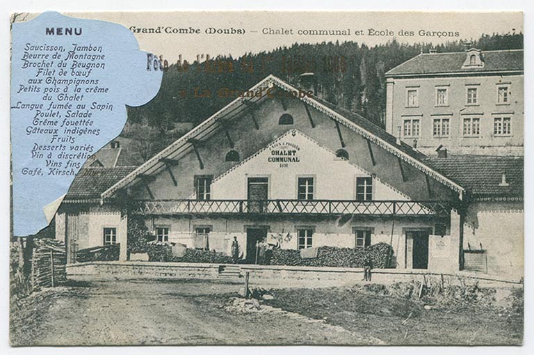 La Grand'Combe (Doubs) - Chalet communal et école des garçons, fin 19e siècle ou début 20e siècle [vers 1905 ?]. © Région Bourgogne-Franche-Comté, Inventaire du patrimoine