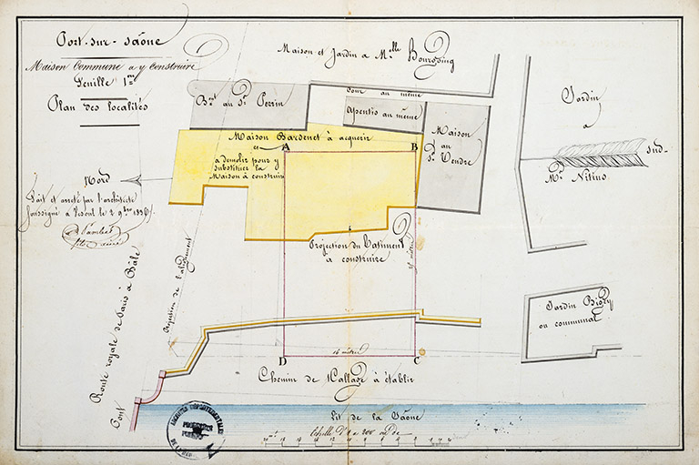 Projection du bâtiment à construire (1836). © Région Bourgogne-Franche-Comté, Inventaire du patrimoine