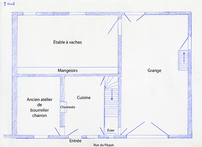 Croquis de plan du rez-de-chaussée, 2016. © Région Bourgogne-Franche-Comté, Inventaire du patrimoine