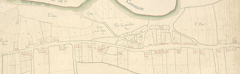Extrait du cadastre napoléonien levé en 1820 : section A dite du village et des Bruaux.  © Archives départementales de la Haute-Saône