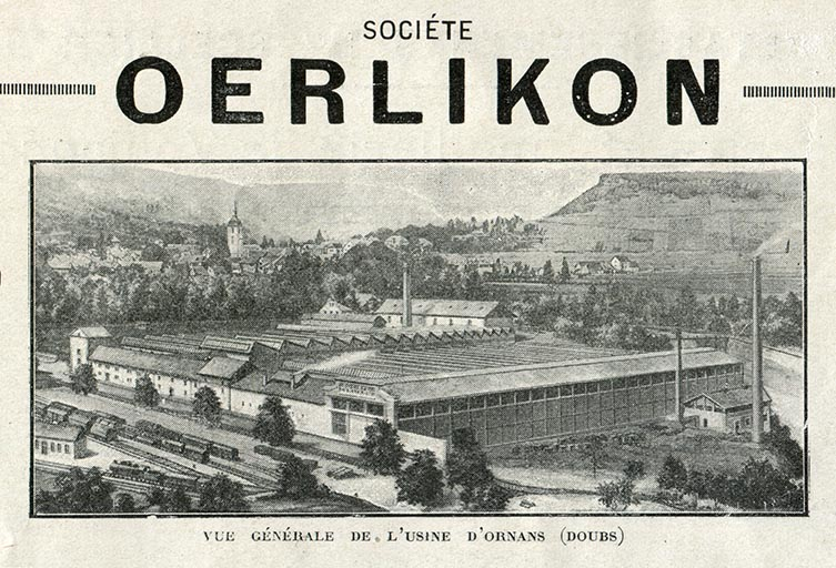 Vue générale de l'usine d'Ornans (Doubs), encart publicitaire, s.d. [1923].  © Région Bourgogne-Franche-Comté, Inventaire du patrimoine
