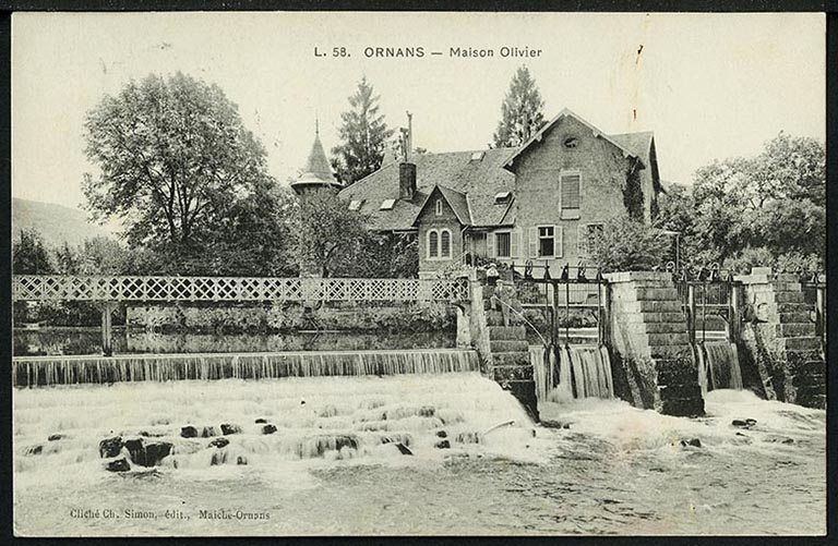 Ornans - Maison Olivier, carte postale, s.d. [fin 19e ou début 20e siècle]. © Région Bourgogne-Franche-Comté, Inventaire du patrimoine