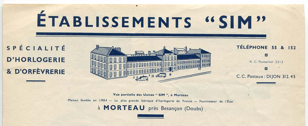 Document publicitaire de la fabrique de montres Sim [détail de l'usine], 1ère moitié du 20e siècle © Région Bourgogne-Franche-Comté, Inventaire du patrimoine