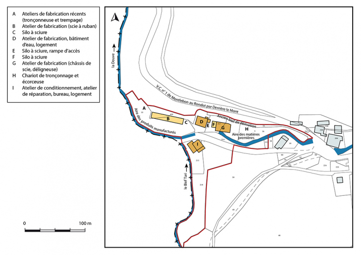 Plan-masse et de situation. Extrait du plan cadastral, 2016, section E, 1/2 500 agrandi à 1/2 000. © Région Bourgogne-Franche-Comté, Inventaire du patrimoine Plan-masse et de situation. Extrait du plan cadastral, 2016, section E, 1/2 500 agrandi à 1/2 000. © Région Bourgogne-Franche-Comté, Inventaire du patrimoine