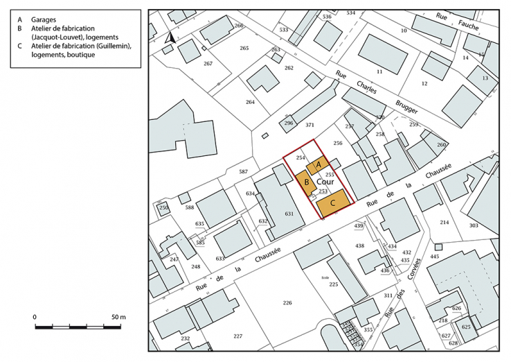 Plan-masse et de situation. Extrait du plan cadastral, 2018, section AA, 1/1 000. © Région Bourgogne-Franche-Comté, Inventaire du patrimoine