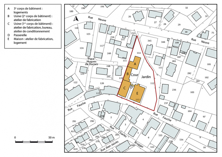 Plan-masse et de situation. Extrait du plan cadastral, 2018, section AC, 1/1 000. © Région Bourgogne-Franche-Comté, Inventaire du patrimoine Plan-masse et de situation. Extrait du plan cadastral, 2018, section AC, 1/1 000. © Région Bourgogne-Franche-Comté, Inventaire du patrimoine