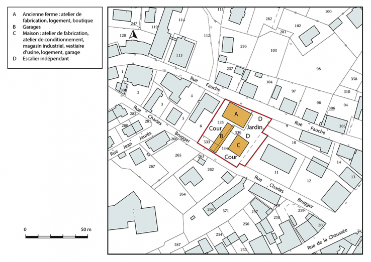 Plan-masse et de situation. Extrait du plan cadastral, 2018, section AA, 1/1 000. © Région Bourgogne-Franche-Comté, Inventaire du patrimoine Plan-masse et de situation. Extrait du plan cadastral, 2018, section AA, 1/1 000. © Région Bourgogne-Franche-Comté, Inventaire du patrimoine