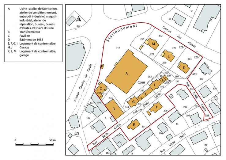 Plan-masse et de situation. Extrait du plan cadastral, 2018, section AF, 1/1 000. © Région Bourgogne-Franche-Comté, Inventaire du patrimoine Plan-masse et de situation. Extrait du plan cadastral, 2018, section AF, 1/1 000. © Région Bourgogne-Franche-Comté, Inventaire du patrimoine