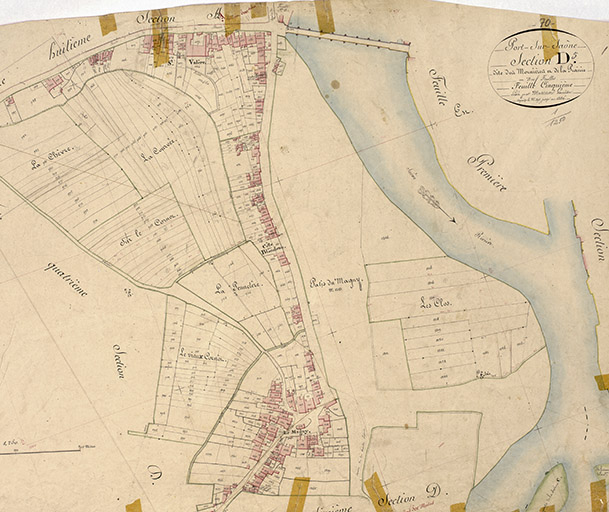 Plan des quartiers extrait du plan cadastral, 1828. © Région Bourgogne-Franche-Comté, Inventaire du patrimoine