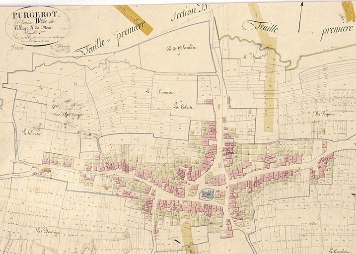 Plan du village extrait du plan cadastral, 1826. © Région Bourgogne-Franche-Comté, Inventaire du patrimoine