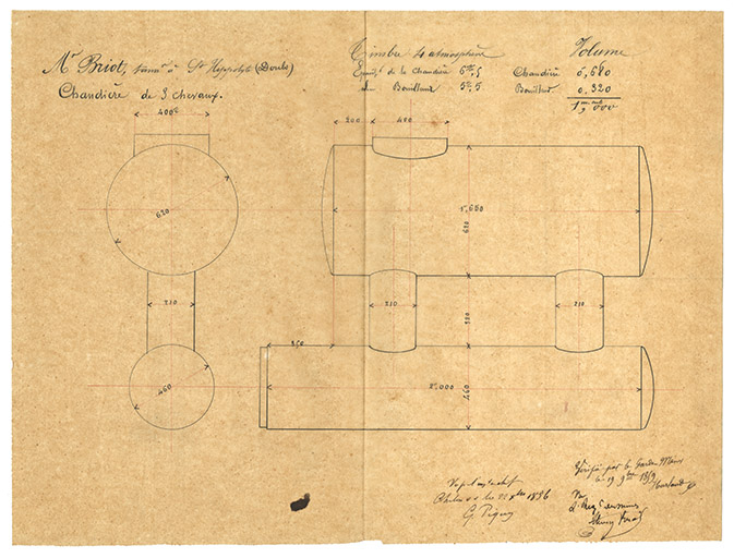Mr Briot, tann[eu]r à St Hippolyte (Doubs). Chaudière de 3 chevaux, [1859]. © Région Bourgogne-Franche-Comté, Inventaire du patrimoine