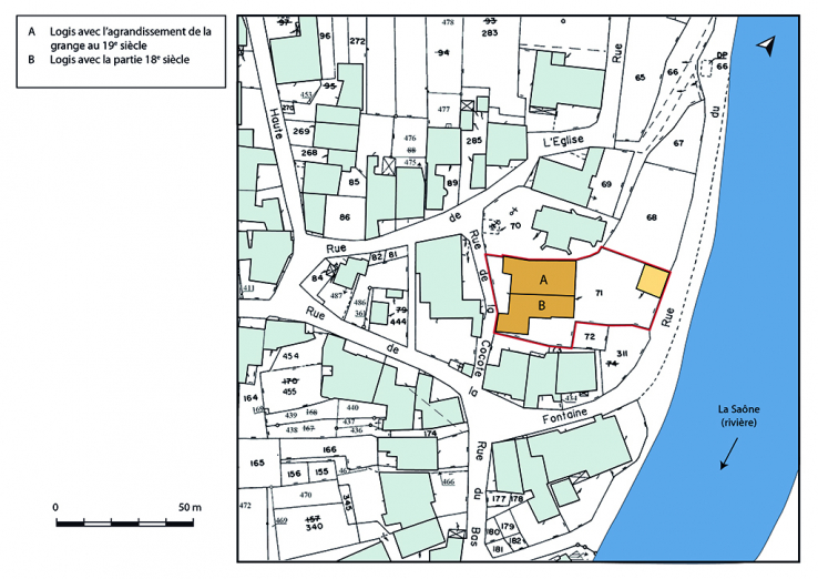 Plan-masse et de situation. Extrait du plan cadastral, 2019. © Région Bourgogne-Franche-Comté, Inventaire du patrimoine