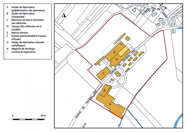 Plan-masse et de situation. Extrait du plan cadastral, 2019. © Région Bourgogne-Franche-Comté, Inventaire du patrimoine