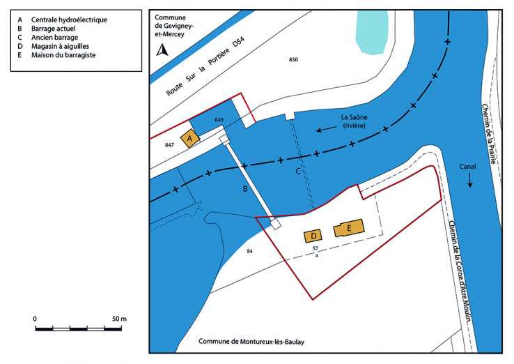 Plan-masse et de situation. Extrait du plan cadastral, 2019. © Région Bourgogne-Franche-Comté, Inventaire du patrimoine Plan-masse et de situation. Extrait du plan cadastral, 2019. © Région Bourgogne-Franche-Comté, Inventaire du patrimoine