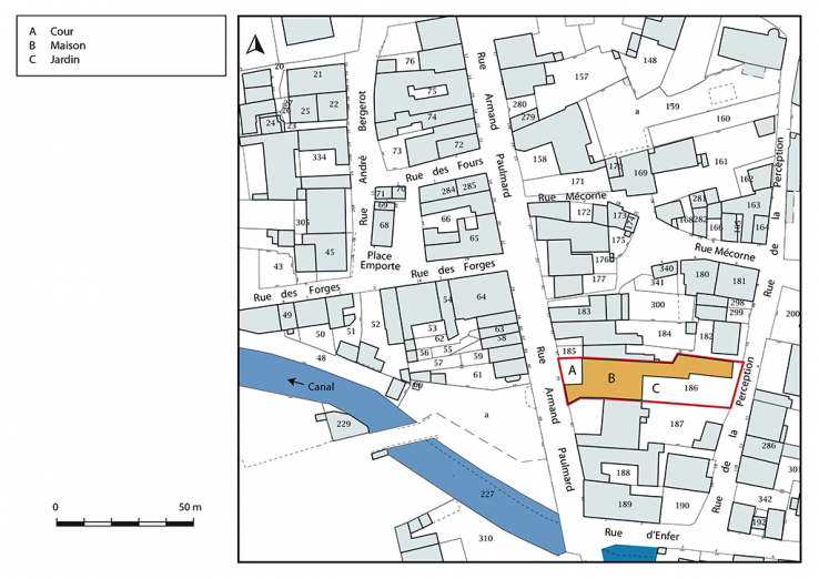 Plan-masse et de situation. Extrait du plan cadastral, 2019. © Région Bourgogne-Franche-Comté, Inventaire du patrimoine Plan-masse et de situation. Extrait du plan cadastral, 2019. © Région Bourgogne-Franche-Comté, Inventaire du patrimoine
