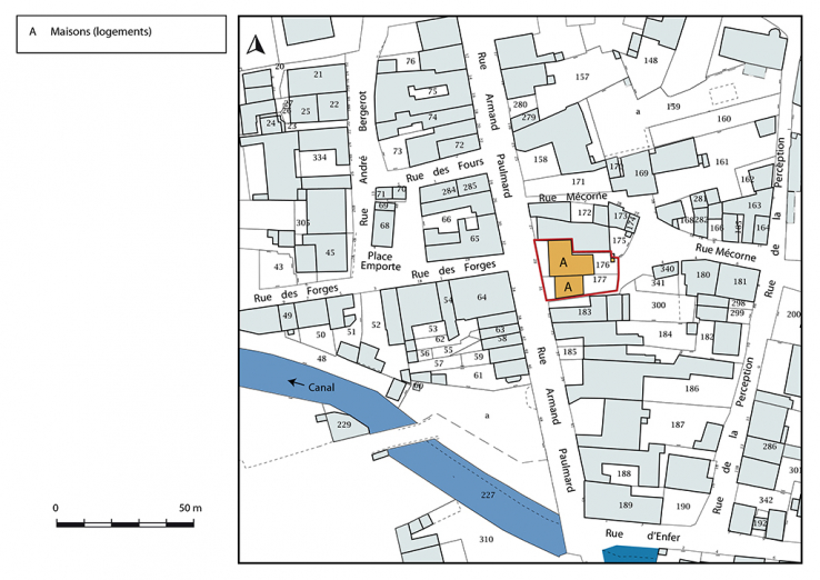 Plan-masse et de situation. Extrait du plan cadastral, 2019. © Région Bourgogne-Franche-Comté, Inventaire du patrimoine Plan-masse et de situation. Extrait du plan cadastral, 2019. © Région Bourgogne-Franche-Comté, Inventaire du patrimoine