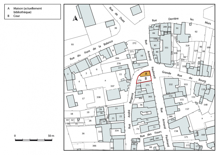 Plan-masse et de situation. Extrait du plan cadastral, 2019. © Région Bourgogne-Franche-Comté, Inventaire du patrimoine Plan-masse et de situation. Extrait du plan cadastral, 2019. © Région Bourgogne-Franche-Comté, Inventaire du patrimoine