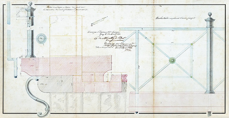 Balustrade remplaçant l'ancien parapet, 1842. © Région Bourgogne-Franche-Comté, Inventaire du patrimoine Balustrade remplaçant l'ancien parapet, 1842. © Région Bourgogne-Franche-Comté, Inventaire du patrimoine