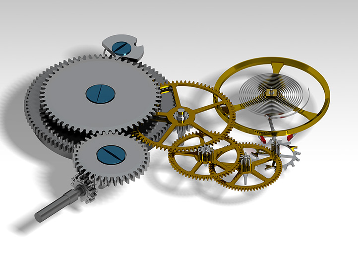 Chaîne cinématique d'une montre mécanique. © Région Bourgogne-Franche-Comté, Inventaire du patrimoine
