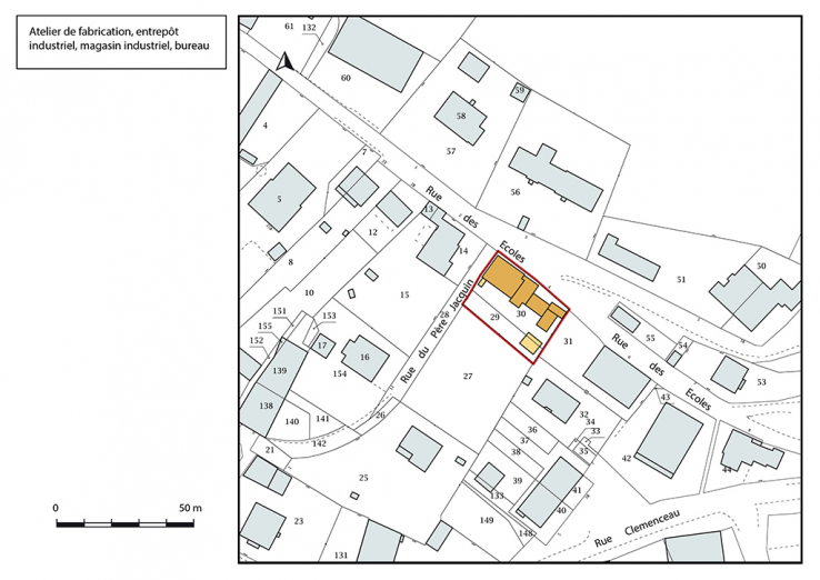 Plan-masse et de situation. Extrait du plan cadastral, 2018, section AM. © Région Bourgogne-Franche-Comté, Inventaire du patrimoine