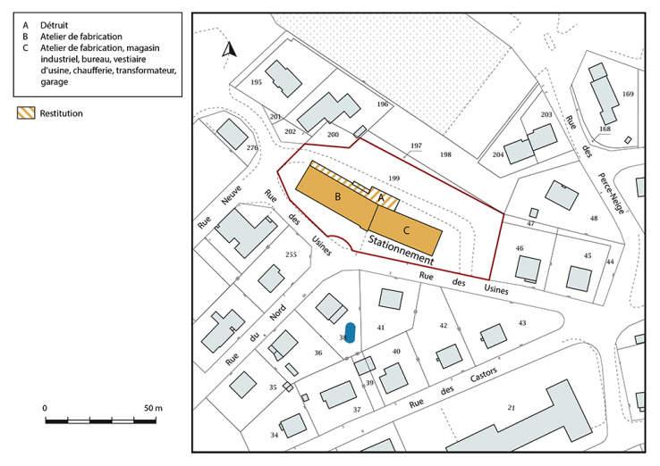 Plan-masse et de situation. Extrait du plan cadastral, 2018, section AO. © Région Bourgogne-Franche-Comté, Inventaire du patrimoine