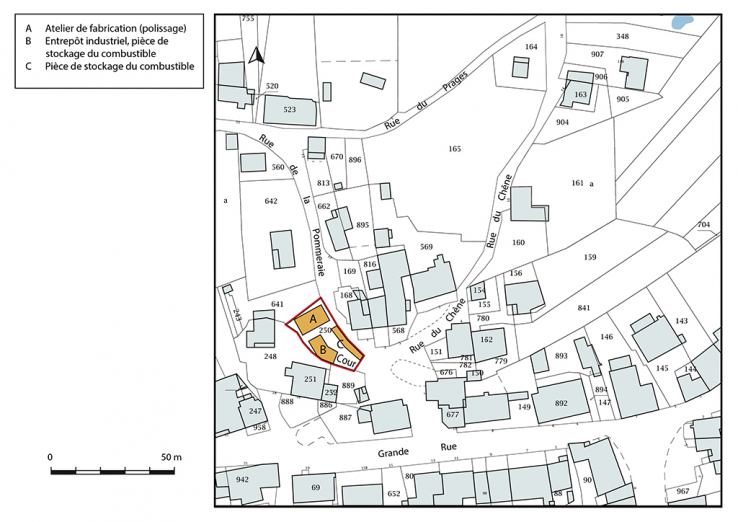 Plan-masse et de situation. Extrait du plan cadastral, 2019, section D. © Région Bourgogne-Franche-Comté, Inventaire du patrimoine