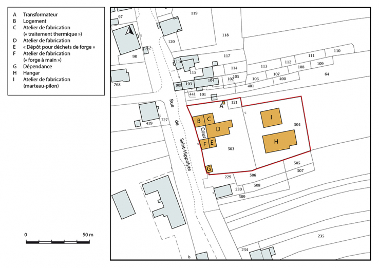 Plan-masse et de situation. Extrait du plan cadastral, 2018, section B. © Région Bourgogne-Franche-Comté, Inventaire du patrimoine