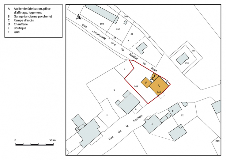 Plan-masse et de situation. Extrait du plan cadastral, 2018, section B. © Région Bourgogne-Franche-Comté, Inventaire du patrimoine Plan-masse et de situation. Extrait du plan cadastral, 2018, section B. © Région Bourgogne-Franche-Comté, Inventaire du patrimoine
