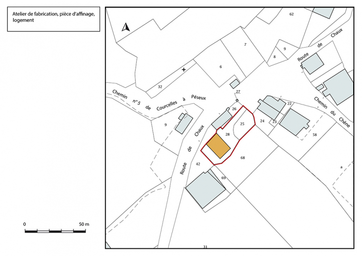 Plan-masse et de situation. Extrait du plan cadastral, 2019, section I. © Région Bourgogne-Franche-Comté, Inventaire du patrimoine Plan-masse et de situation. Extrait du plan cadastral, 2019, section I. © Région Bourgogne-Franche-Comté, Inventaire du patrimoine
