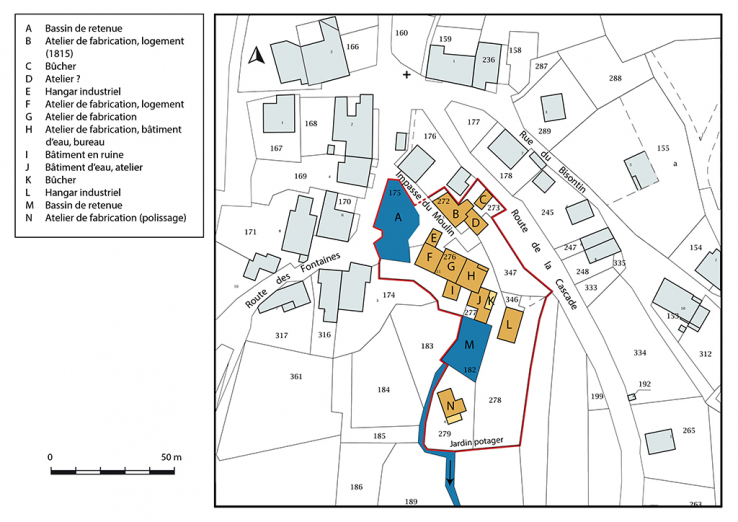 Plan-masse et de situation. Extrait du plan cadastral, 2018, section A. © Région Bourgogne-Franche-Comté, Inventaire du patrimoine