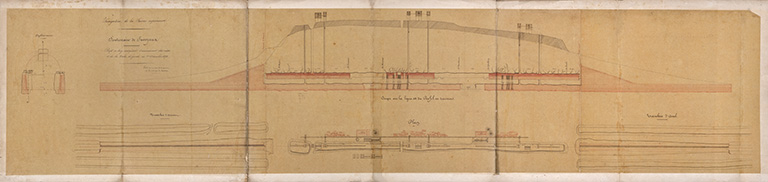 Dérivation de Savoyeux - Souterrain. Plan et profils de la situation des maçonneries au 1er décembre 1842. © Région Bourgogne-Franche-Comté, Inventaire du patrimoine Dérivation de Savoyeux - Souterrain. Plan et profils de la situation des maçonneries au 1er décembre 1842. © Région Bourgogne-Franche-Comté, Inventaire du patrimoine