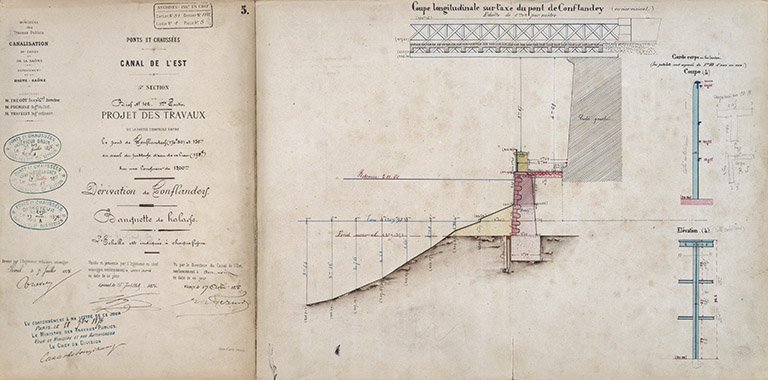 Dérivation de Conflandey : Banquette de halage (1876).  © Région Bourgogne-Franche-Comté, Inventaire du patrimoine