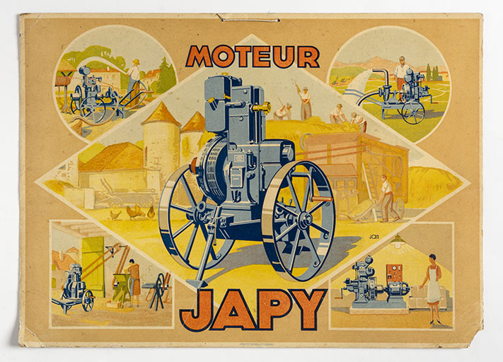 Moteur Japy [affiche publicitaire], milieu 20e siècle. © Région Bourgogne-Franche-Comté, Inventaire du patrimoine