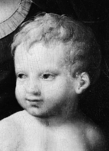 Détail de la tête de l'Enfant. © Région Bourgogne-Franche-Comté, Inventaire du patrimoine