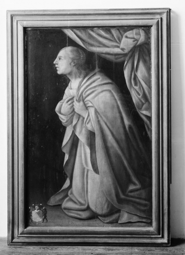 Revers du panneau droit : Vierge de l'Annonciation. © Région Bourgogne-Franche-Comté, Inventaire du patrimoine