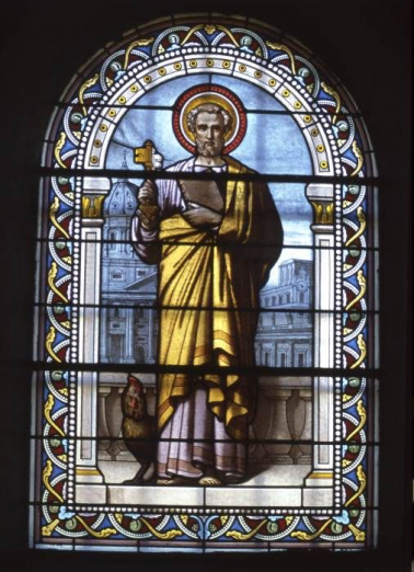 Vitrail gauche du choeur : saint Pierre. © Région Bourgogne-Franche-Comté, Inventaire du patrimoine