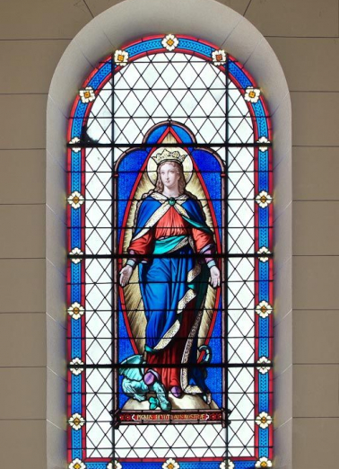 Chapelle : vitrail. © Région Bourgogne-Franche-Comté, Inventaire du patrimoine