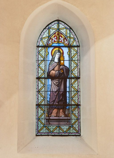 Vitrail : sainte Claire. © Région Bourgogne-Franche-Comté, Inventaire du patrimoine