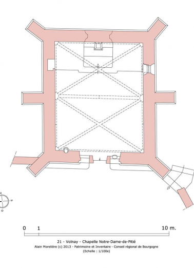 Plan de la chapelle. © Région Bourgogne-Franche-Comté, Inventaire du patrimoine Plan de la chapelle. © Région Bourgogne-Franche-Comté, Inventaire du patrimoine