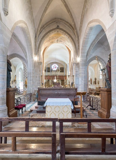 Vue du choeur depuis l'abside. © Région Bourgogne-Franche-Comté, Inventaire du patrimoine