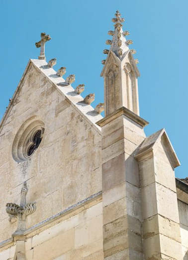 Façade: détail des pinacles et crochets. © Région Bourgogne-Franche-Comté, Inventaire du patrimoine