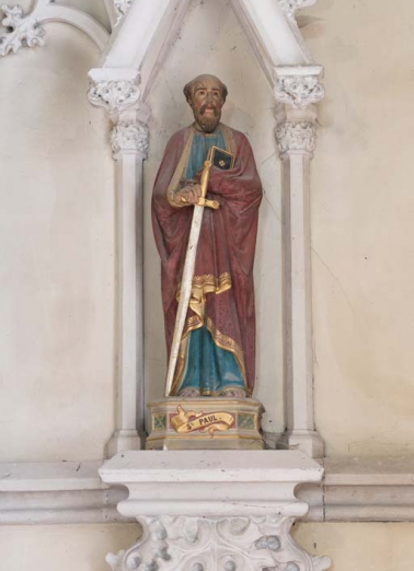 Statue de saint Paul à droite du choeur. © Région Bourgogne-Franche-Comté, Inventaire du patrimoine