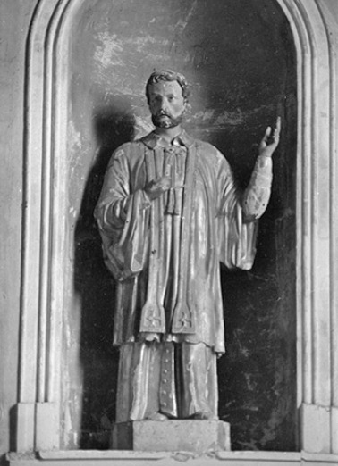 Statue de saint François-Xavier (?) en bois doré et peint, 19ème siècle : vue de face © Région Bourgogne-Franche-Comté, Inventaire du patrimoine