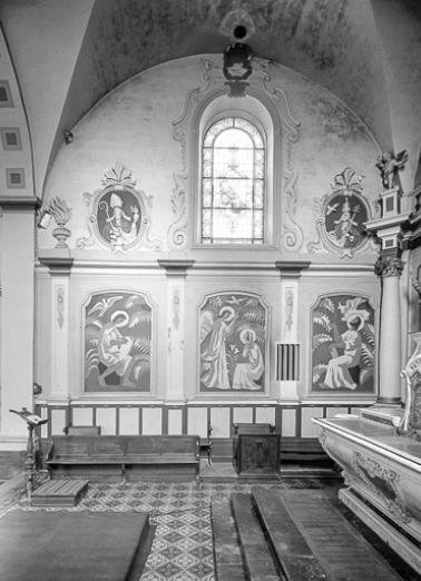Intérieur : mur gauche du choeur. © Région Bourgogne-Franche-Comté, Inventaire du patrimoine