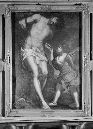 Saint Sébastien secouru par un ange. © Région Bourgogne-Franche-Comté, Inventaire du patrimoine